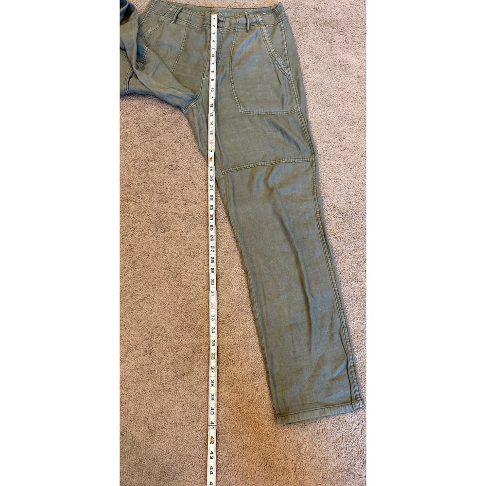 American Eagle Women Olive Green Linen Blend Utility Cargo Pants Sz 8 Reg Safari - Picture 7 of 15